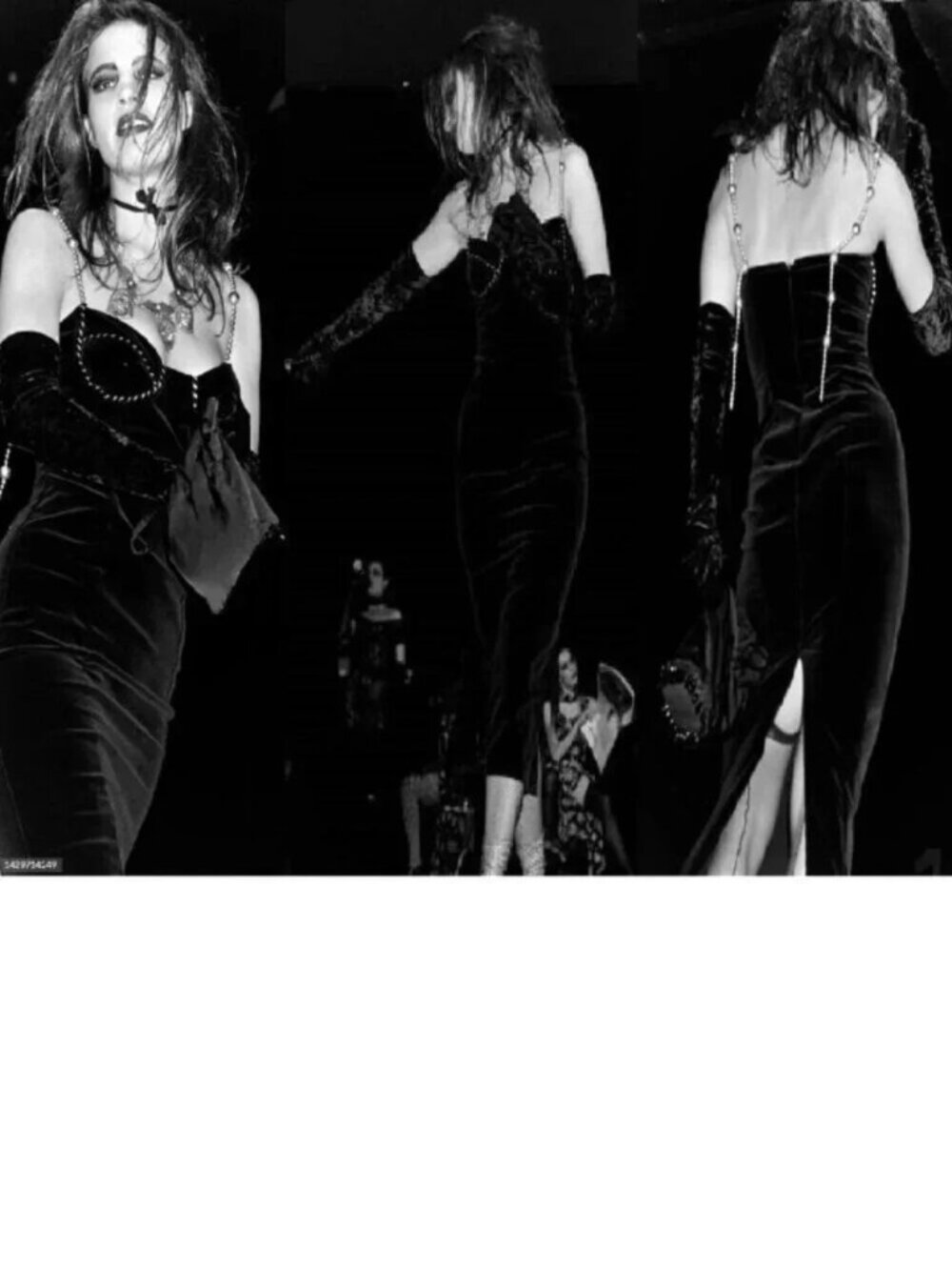 Vintage Betsey Johnson LUXE 90s RUNWAY SHOW Black Stretch Velvet Midi Slip Dress - Picture 3 of 16